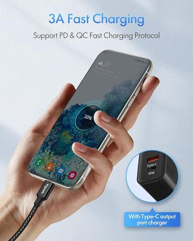 etguuds كابل USB C طويل للغاية إلى USB C [16ft/5m PD 60W Type C إلى Type C كابل شحن سريع، متين مزدوج مضفر نايلون USB-C إلى USB-C شاحن شحن الحبل 2.0 - أسود in Saudi Arabia