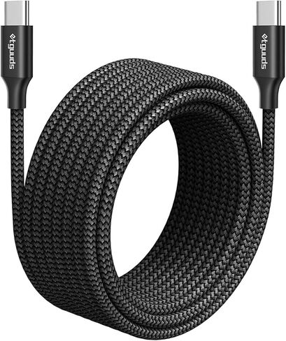 etguuds كابل USB C طويل للغاية إلى USB C [16ft/5m PD 60W Type C إلى Type C كابل شحن سريع، متين مزدوج مضفر نايلون USB-C إلى USB-C شاحن شحن الحبل 2.0 - أسود in Saudi Arabia