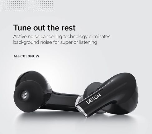 Denon AH-C830NCW Active Noise Cancelling Earbuds, 24-Hr Battery Life, in-Ear Wireless Earphones with (3) Mics, IPX4 Rated Water Resistance, Includes (3) Silicone Ear Tips & USB-C Cable, White in Saudi Arabia