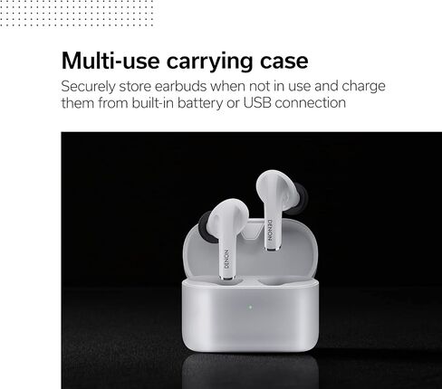 Denon AH-C830NCW Active Noise Cancelling Earbuds, 24-Hr Battery Life, in-Ear Wireless Earphones with (3) Mics, IPX4 Rated Water Resistance, Includes (3) Silicone Ear Tips & USB-C Cable, White in Saudi Arabia
