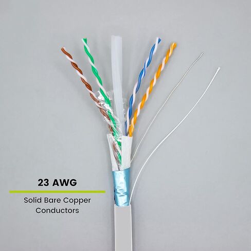 TRUE CABLE Cat6A Direct Burial Bulk Ethernet Cable, Shielded F/UTP, 500ft, Black, Waterproof, Outdoor OSP Jacket, 23AWG Solid Bare Copper, 750MHz, PoE++ 100W in Kuwait
