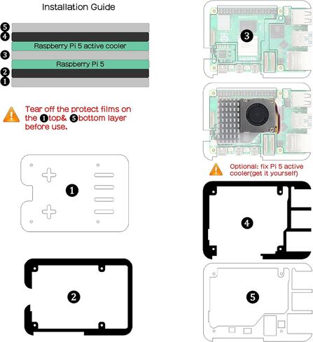 Geekworm 5 Layers Computer Acrylic Case for Raspberry Pi 5 4GB/8GB (P396) in Saudi Arabia
