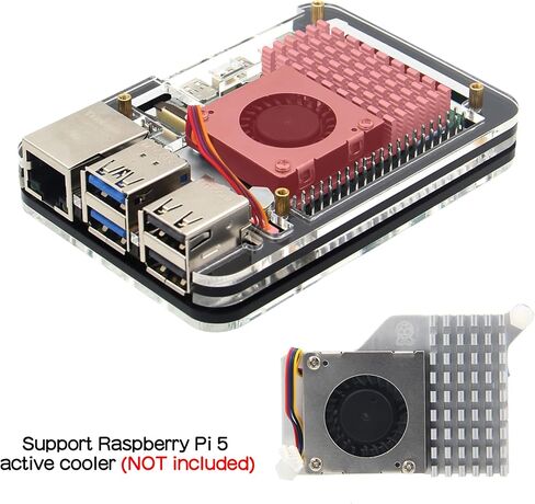 Geekworm 5 Layers Computer Acrylic Case for Raspberry Pi 5 4GB/8GB (P396) in Saudi Arabia
