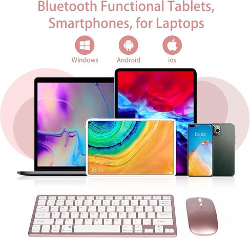Super Space Wireless Keyboard and Mouse, 2.4G Ergonomic Bluetooth Set, Silent Rechargeable Slim for Windows, Mac, PC, Laptop, Tablet - White, Gift Kids Adults in Saudi Arabia