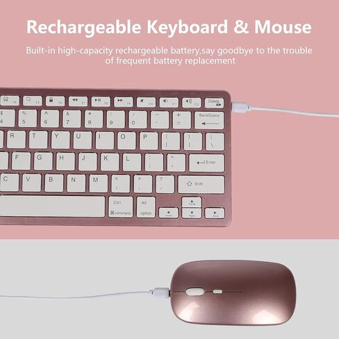 Super Space Wireless Keyboard and Mouse, 2.4G Ergonomic Bluetooth Set, Silent Rechargeable Slim for Windows, Mac, PC, Laptop, Tablet - White, Gift Kids Adults in Saudi Arabia