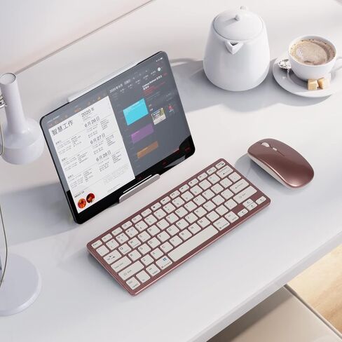 Super Space Wireless Keyboard and Mouse, 2.4G Ergonomic Bluetooth Set, Silent Rechargeable Slim for Windows, Mac, PC, Laptop, Tablet - White, Gift Kids Adults in Saudi Arabia