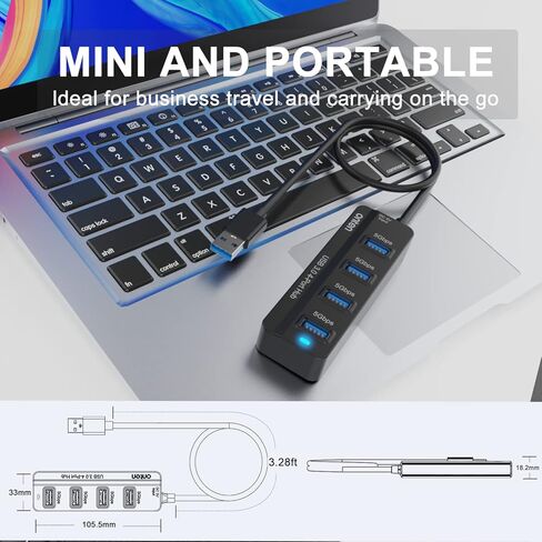 محور USB بـ 4 منافذ، محور Onten USB 3.0، مقسم USB مع كابل بطول 1.6 قدم 4 منافذ USB3.0 لأجهزة الكمبيوتر المحمول MacBook Surface Pro والمزيد من أجهزة USB in Kuwait