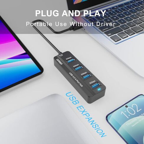 محور USB بـ 4 منافذ، محور Onten USB 3.0، مقسم USB مع كابل بطول 1.6 قدم 4 منافذ USB3.0 لأجهزة الكمبيوتر المحمول MacBook Surface Pro والمزيد من أجهزة USB in Kuwait