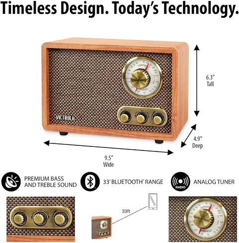 Victrola Willow - Retro Wood Bluetooth Radio, AM/FM - Walnut in Kuwait