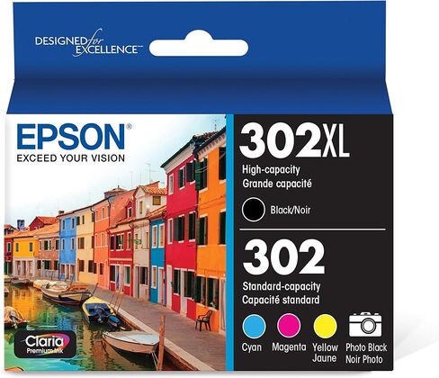 EPSON 302 Claria Premium Ink High Capacity Black & Standard Color Cartridge Combo Pack (T302XL-BCS) Works with Expression Premium XP-6000, XP-6100 in Saudi Arabia