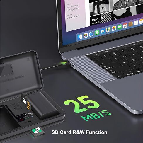 شاحن بطارية NP-FZ100 مع قارئ بطاقات متوافق مع أجهزة سوني A7MII/A7III/A7RIII/A9/A7MIV/A7RIV/A7C/A7S3/A6600/A9M2/A7R5/FX30/7RM3/9S، LICE-9 in Kuwait