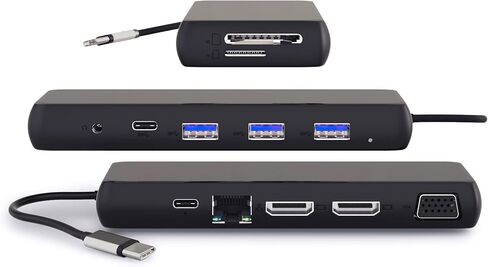 وصلة عرض USB-C من Zell Technologies، 65 وات، شاشة مزدوجة - منفذ عرض x2 أو x2 HDMI، شاشة واحدة 5k، منفذ USB-C x2، USB 3.0 x4، محطة إرساء Gigabit RJ-45، لأجهزة Mac/HP/Dell/Lenovo / أسوس / أيسر in Kuwait