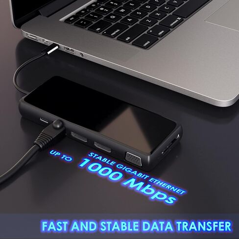 وصلة عرض USB-C من Zell Technologies، 65 وات، شاشة مزدوجة - منفذ عرض x2 أو x2 HDMI، شاشة واحدة 5k، منفذ USB-C x2، USB 3.0 x4، محطة إرساء Gigabit RJ-45، لأجهزة Mac/HP/Dell/Lenovo / أسوس / أيسر in Kuwait