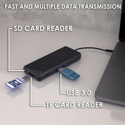 وصلة عرض USB-C من Zell Technologies، 65 وات، شاشة مزدوجة - منفذ عرض x2 أو x2 HDMI، شاشة واحدة 5k، منفذ USB-C x2، USB 3.0 x4، محطة إرساء Gigabit RJ-45، لأجهزة Mac/HP/Dell/Lenovo / أسوس / أيسر in Kuwait