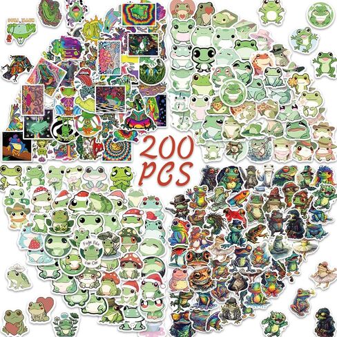 200 قطعة من ملصقات الضفدع، ملصقات الضفدع اللطيفة، ملصقات الضفدع الرائعة، ملصقات الضفدع الملونة، ملصقات حيوانات من الفينيل مقاومة للماء لأجهزة الكمبيوتر المحمول، ملصقات كرتونية، ملصقات جمالية للكمبيوتر المحمول، لوح التزلج، زجاجات المياه، الكمبيوتر، الهاتف، in Kuwait