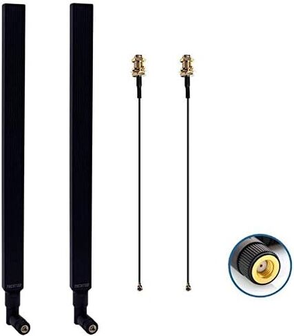 هوائي WiFi TECHTOO ثنائي النطاق 9 dBi 2.4/5.8 جيجا هرتز W/ 2 x U.FL/IPEX إلى SMA Jack لبطاقات PCI Mini PCIe - جهاز التوجيه AP - كاميرا IP للأمان - محول بطاقة USB - سطح المكتب للكمبيوتر الشخصي - الطائرة بدون طيار - إصدار PS4 (2- علية) in Kuwait