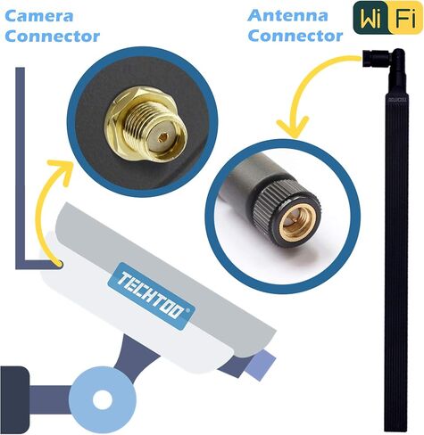 هوائي WiFi TECHTOO ثنائي النطاق 9 dBi 2.4/5.8 جيجا هرتز W/ 2 x U.FL/IPEX إلى SMA Jack لبطاقات PCI Mini PCIe - جهاز التوجيه AP - كاميرا IP للأمان - محول بطاقة USB - سطح المكتب للكمبيوتر الشخصي - الطائرة بدون طيار - إصدار PS4 (2- علية) in Kuwait