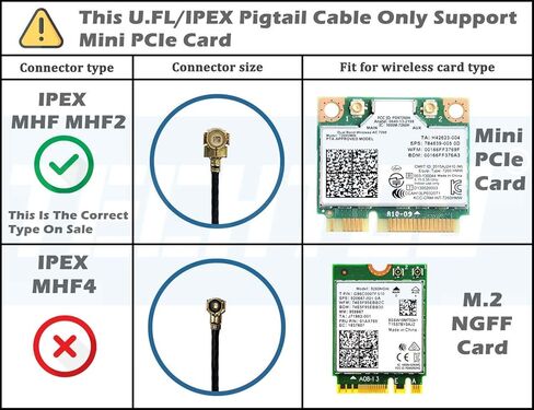 هوائي WiFi TECHTOO ثنائي النطاق 9 dBi 2.4/5.8 جيجا هرتز W/ 2 x U.FL/IPEX إلى SMA Jack لبطاقات PCI Mini PCIe - جهاز التوجيه AP - كاميرا IP للأمان - محول بطاقة USB - سطح المكتب للكمبيوتر الشخصي - الطائرة بدون طيار - إصدار PS4 (2- علية) in Kuwait