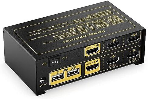 مفتاح KVM 2 جهاز كمبيوتر وشاشتين، 2 منفذ 4K@30 هرتز HDMI KVM Switch شارك 3 أجهزة USB، شاشة ممتدة، مفاتيح KVM تدعم مفتاح التشغيل السريع للوحة المفاتيح وتبديل زر اللوحة، مع منفذ الصوت والمقبس in Kuwait