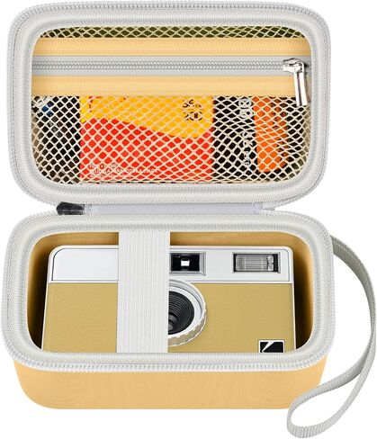 Film Camera Case for Kodak EKTAR H35 H35N Half Frame Film Camera | Camera and 35mm Film Rolls Storage, Mesh Pocket for Small Accessories, Travel and Home Organization; Large, Pink, Case Only in Saudi Arabia