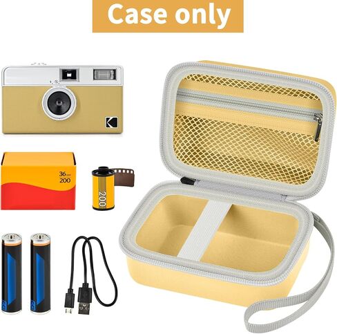 Film Camera Case for Kodak EKTAR H35 H35N Half Frame Film Camera | Camera and 35mm Film Rolls Storage, Mesh Pocket for Small Accessories, Travel and Home Organization; Large, Pink, Case Only in Saudi Arabia