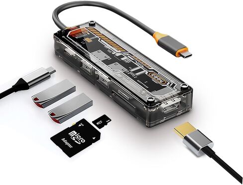GKI 6-in-1 USB C Hub, Multiport Docking Station with 4K HDMI, 100W PD Charging, SD/TF Card Reader, USB Ports Adapter Compatible for MacBook Series, Laptop, and USB C Devices. in Saudi Arabia
