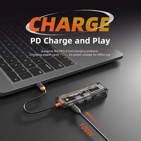 GKI 6-in-1 USB C Hub, Multiport Docking Station with 4K HDMI, 100W PD Charging, SD/TF Card Reader, USB Ports Adapter Compatible for MacBook Series, Laptop, and USB C Devices. in Saudi Arabia