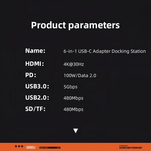 GKI 6-in-1 USB C Hub, Multiport Docking Station with 4K HDMI, 100W PD Charging, SD/TF Card Reader, USB Ports Adapter Compatible for MacBook Series, Laptop, and USB C Devices. in Saudi Arabia