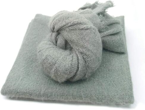 Orraphtstu 2Pcs Props for Newborn Photoshoot Mohair Wrap Headband Baby Posing Photography Photo Stretch Jersey Knit Fabric (wrap only, White) in Saudi Arabia