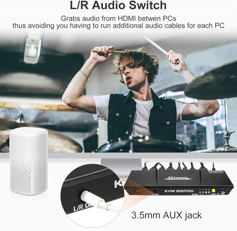 محول TESmart HDMI 4K@60 هرتز Ultra HD 2x1 HDMI KVM 3840x2160@60 هرتز 4:4:4 مع قطعتين من كابلات KVM بطول 5 أقدام يدعم أجهزة USB 2.0 للتحكم في ما يصل إلى جهازي كمبيوتر/خوادم/DVR (رمادي) in Kuwait