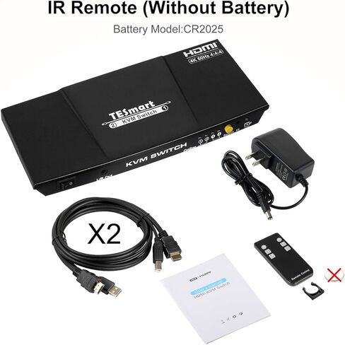 محول TESmart HDMI 4K@60 هرتز Ultra HD 2x1 HDMI KVM 3840x2160@60 هرتز 4:4:4 مع قطعتين من كابلات KVM بطول 5 أقدام يدعم أجهزة USB 2.0 للتحكم في ما يصل إلى جهازي كمبيوتر/خوادم/DVR (رمادي) in Kuwait