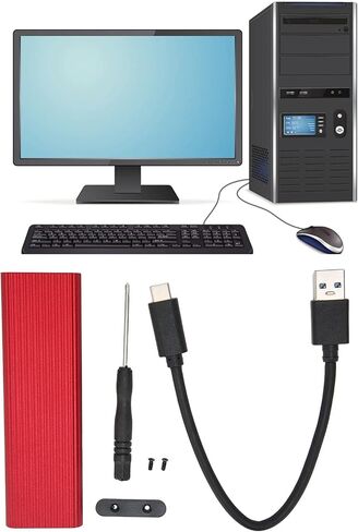 حاوية SSD، حاوية M.2 SATA B+M/B مفتاح SSD USB 3.1 نوع C 5 جيجابت في الثانية محول حاوية الحالة الصلبة الخارجية لـ 2280/2260/2242/2230 M.2 NGFF SSD، حاوية محرك الأقراص الصلبة NVME لنظام Win XP/7/ 8 in Kuwait