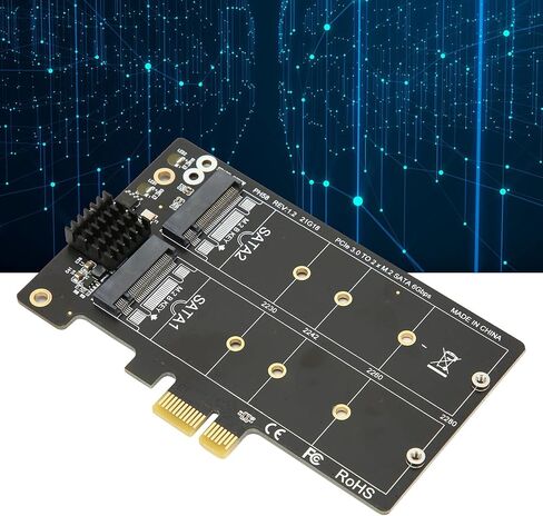 بطاقة تحويل M.2 SATA إلى بطاقة مصفوفة القرص المزدوج PCIe-E بطاقة نقل الثبات ، تدعم PCI-E X1 / X4 / X8 / X16 ، للنوافذ ، لينكس in Saudi Arabia