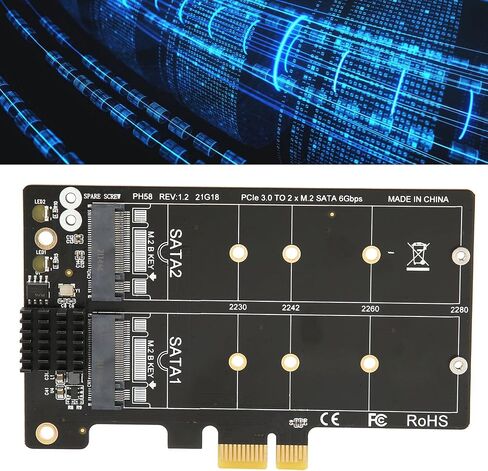 بطاقة تحويل M.2 SATA إلى بطاقة مصفوفة القرص المزدوج PCIe-E بطاقة نقل الثبات ، تدعم PCI-E X1 / X4 / X8 / X16 ، للنوافذ ، لينكس in Saudi Arabia