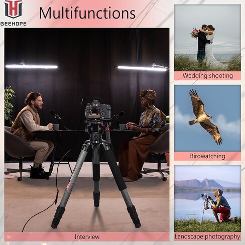 GEEHOPE B560C حامل ثلاثي من ألياف الكربون 40 مم أنبوب الارتفاع 63 بوصة المهنية مشاهدة الطيور ترايبود عالي التحمل 30 كجم/66 رطل وعاء حمل ثلاثي ثلاثي القوائم لمشاهدة الطيور كاميرا التصوير in Kuwait