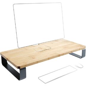 KD Essentials – heavy duty monitor stand made from 100% FSC-certified bamboo (XL desktop organizer, PC/laptop/screen riser, improved ergonomic comfort, easy assembly – 23.6×11×3.86in) in Saudi Arabia