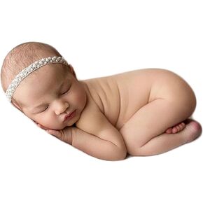 Zeroest Newborn Photo Headband Newborn Tieback for Photography Baby Photo Prop Hairband Baby Girl Photo Shoot (Silver White) in Saudi Arabia