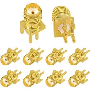 Superbat SMA Connectors RF Coaxial SMA Female Jack PCB Edge Mount Connector Solder Adapter Vertical Thru Hole 10pcs