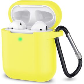 SATLITOG AirPods Case Cover with Secure Lock Keychain, Protective Silicone Cover Compatible with Apple AirPods 2nd & 1st Charging Case - Black