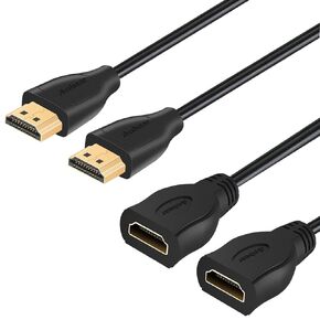 4K HDMI Extension Cable 1FT (2 Pack), High Speed 4K@60HZ HDMI Extender (Male to Female) Compatible for Xbox One S 360, PS5, PS4, Roku TV Stick, Blu Ray Player in Kuwait