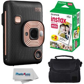 كاميرا Fujifilm Instax Mini LiPlay Hybrid الفورية (أسود أنيق) + فيلم Fujifilm Instax الفوري (20 لقطة) + حقيبة كاميرا صغيرة الحجم - حزمة الكاميرا الفورية in Kuwait