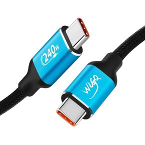 كابل WLGQ USB C إلى USB C، كابل شحن USB2.0 من النوع c شحن سريع 240 وات 48V5A 100 وات 20V5A (قطعتان 1.5 متر)