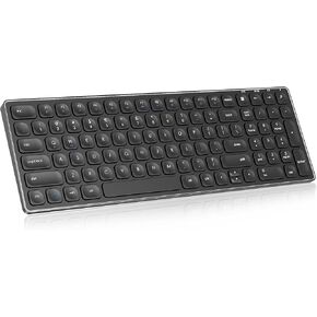 لوحة مفاتيح بلوتوث لاسلكية cimetech، لوحة مفاتيح قابلة لإعادة الشحن من الفولاذ المقاوم للصدأ، لوحة مفاتيح مريحة نحيفة للغاية للكمبيوتر الشخصي الذي يعمل بنظام Windows PC والكمبيوتر المحمول والكمبيوتر المحمول - (معدن أسود) in Kuwait