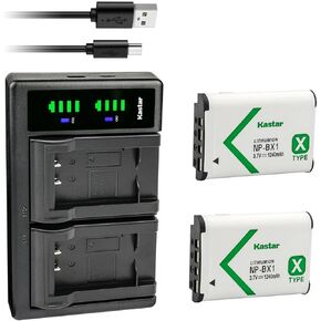 Kastar 2-Pack NP-BX1 Battery and LTD2 USB Charger for Sony NP-BX1, Type X, X-Series Rechargeable Battery Pack, BC-TRX, ACC-TRBX Charger, Sony ZV-1 Vlog Digital Camera in Kuwait