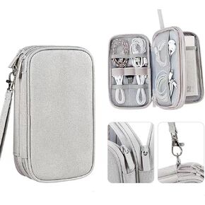 Agirlvct Electronic Organizer,Portable Cable Organizer Pouch,Small Travel Phone Cord Bag,Carry Case Waterproof All-in-One Storage Tech Bag for Chargers Telephone Earphone USB Adapter Hard Drive(Grey) in Kuwait