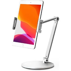 حامل مكتب للكمبيوتر اللوحي MagicHold من الألومنيوم بذراع طويل متوافق مع iPhone/iPad/iPad Mini/iPad Pro 12.9 بوصة/ أي هاتف/أجهزة لوحية/قارئ كتب إلكترونية 4-13 بوصة، دوران 360 درجة للمنزل والمكتب والمطبخ (أسود) in Kuwait