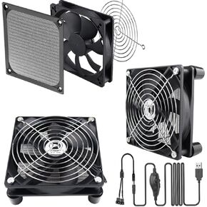 مروحة هيكل 120 مم، مروحة تبريد مع تحكم في السرعة، طاقة USB 5 فولت، ضوضاء منخفضة، فلتر غبار، محرك هادئ، 1700 دورة في الدقيقة - مروحة مزدوجة in Kuwait