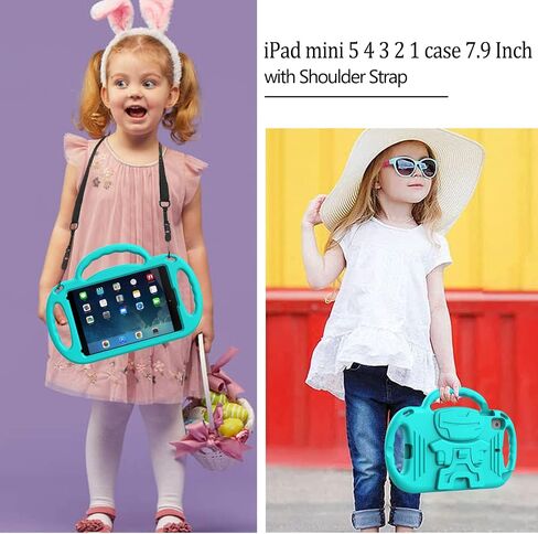 حافظة LTROP للأطفال لجهاز iPad Mini 5/4/3/2/1، حافظة iPad Mini 7.9 بوصة مع حزام كتف، حافظة بمسند ضد الصدمات لجهاز iPad Mini 5th/4th/3rd/2nd/1st Generation للأطفال الصغار الأولاد والبنات، أزرق in Saudi Arabia