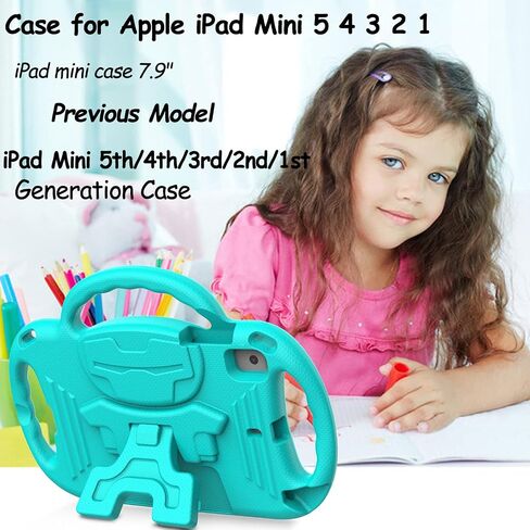 حافظة LTROP للأطفال لجهاز iPad Mini 5/4/3/2/1، حافظة iPad Mini 7.9 بوصة مع حزام كتف، حافظة بمسند ضد الصدمات لجهاز iPad Mini 5th/4th/3rd/2nd/1st Generation للأطفال الصغار الأولاد والبنات، أزرق in Saudi Arabia