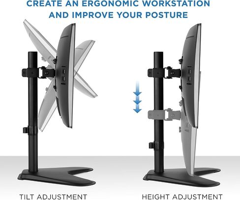 Mount-It! Free Standing Monitor Stand for Desktops | Single Monitor Mount | VESA 75 100 Compatible Displays | Height Adjustable Tilt Swivel Rotating | Fits 21.5 23 24 27 28 29 32 Inch Computer Screen in Saudi Arabia